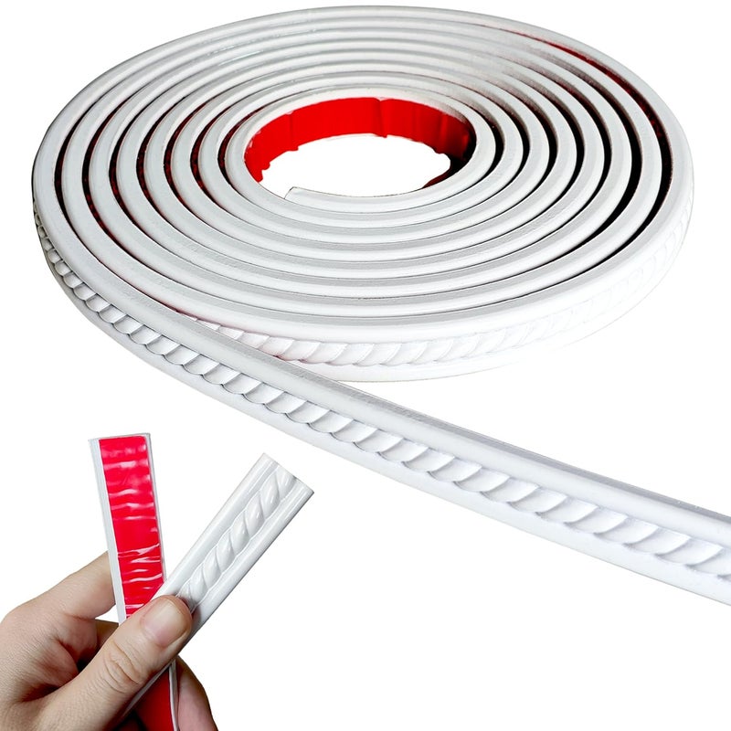 Maxiroc Peel and Stick Molding Trim Self Adhesive Flexible Wall Trim Crown Molding 3d Strip for Tile Wood Wall Panels Picture Mirror Frame Border Edge Corner Ceiling Wallpaper Moulding Decor Trim (120 inches) - Image 1